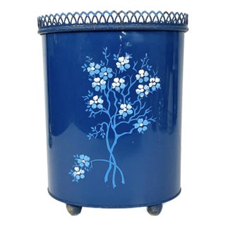 1950s Vintage Boho Chic Chippendale Shabby Chic Ransbury Wastebasket For Sale