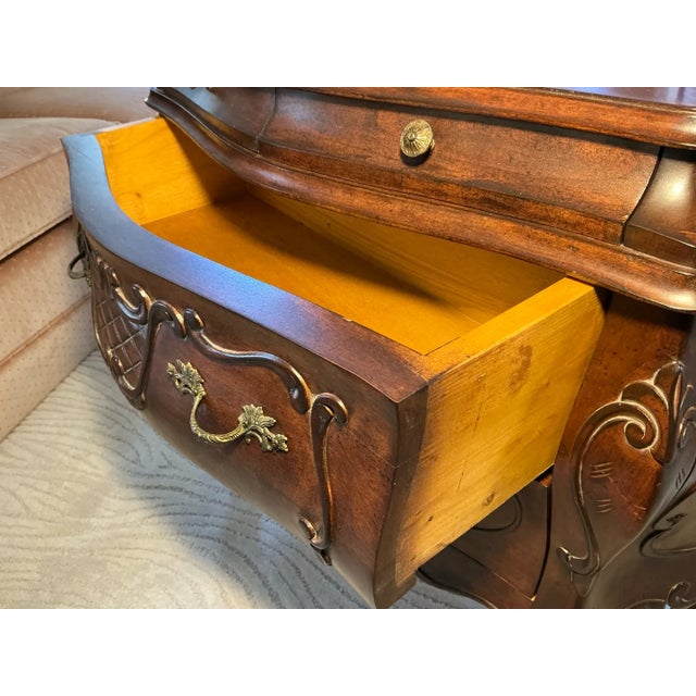 Wood Enchanting Vintage Louis XV-Style Bombe Commode - A Whisper of Rococo Romance For Sale - Image 7 of 10