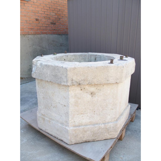 Large 19th Century French Burgundy Limestone Well Head Finished “A La Boucharde” For Sale - Image 16 of 17