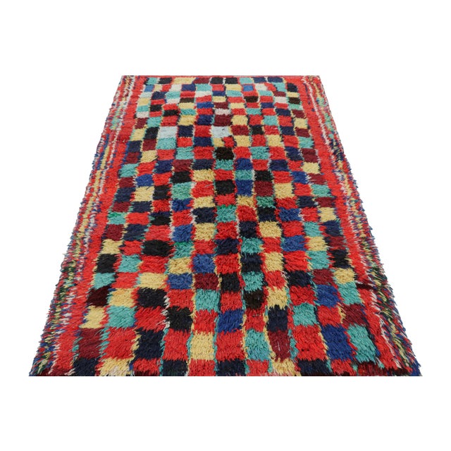1950s Vintage Moroccan Rug With Polychromatic Geometric Patterns, From Rug & Kilim For Sale - Image 5 of 7