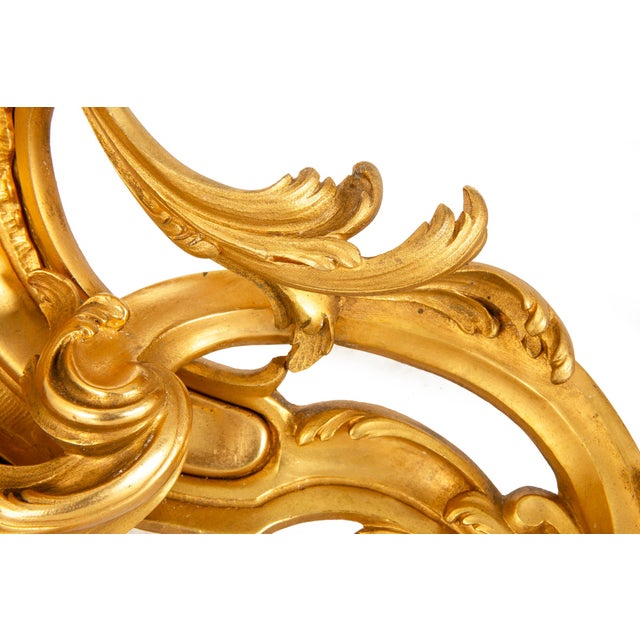 19th Century Pair Louis XV Style Bronze Fireplace Chenets With Putto Sculpture For Sale - Image 14 of 18