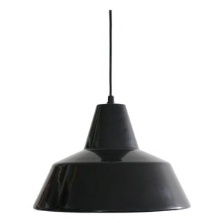 Black and White Enamel Workshop Pendant Lamp by Louis Poulsen, 1960s For Sale