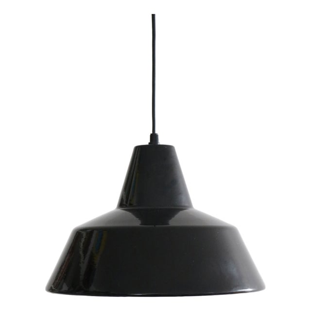 Black and White Enamel Workshop Pendant Lamp by Louis Poulsen, Denmark, 1960s For Sale