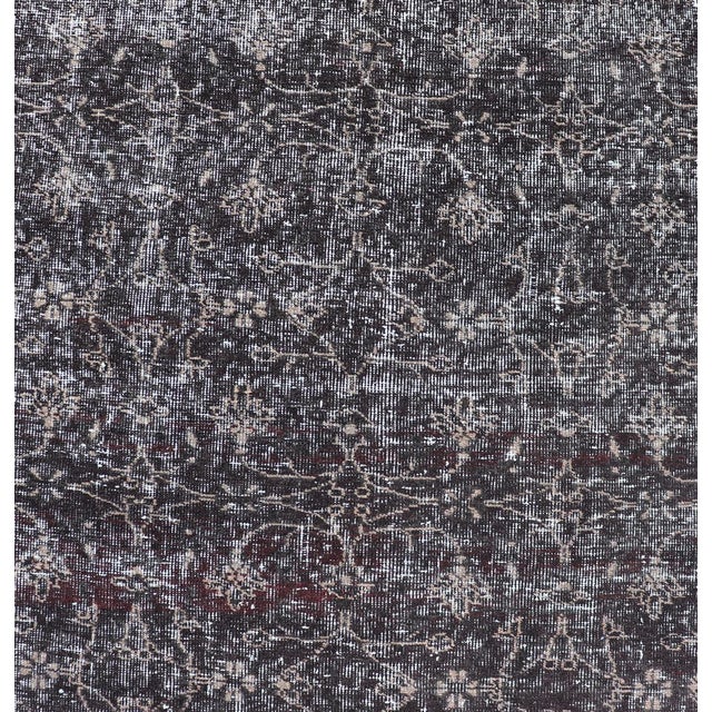 Mid 20th Century Over Dyed Gallery Oushak With All-Over Floral Design in Charcoal, Cream & Grays For Sale - Image 5 of 15