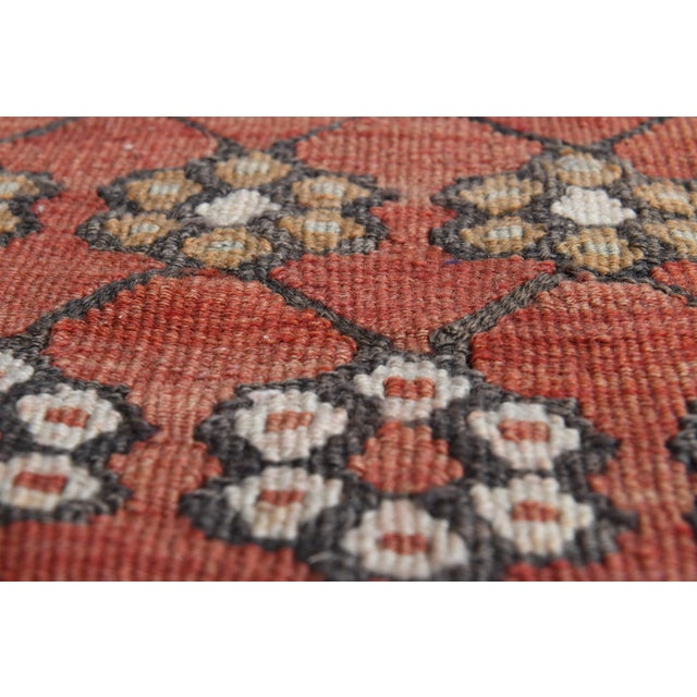 Turkish 1970s Vintage Handmade Wool Cotton Red Runner Rug For Sale - Image 3 of 11