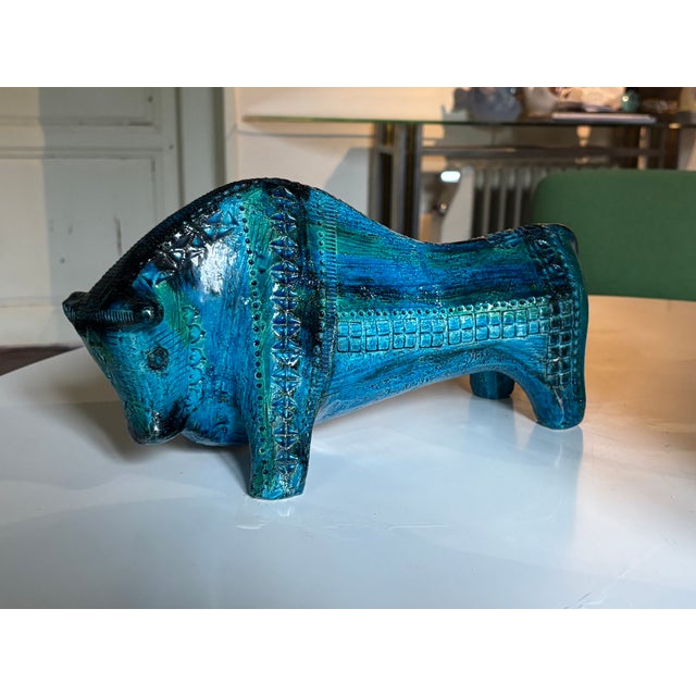 Bitossi Sculptural Rimini Blu Bull by Aldo Londi for Bitossi Ceramiche, Italy, 1960s For Sale - Image 4 of 13