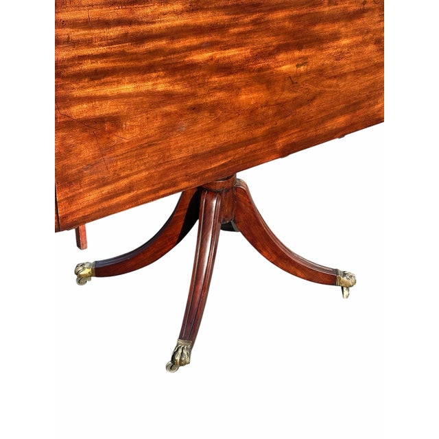 Wood Antique Federal Mahogany Double Pedestal Tilting Banquet Table With Two Leaves For Sale - Image 7 of 12