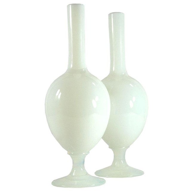 Vintage Opal Glass Vases, 1950s, Set of 2 For Sale - Image 10 of 10
