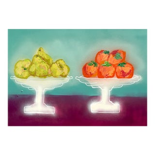 Quince Persimmone Fruit Bowls No.1 Contemporary Still Life For Sale
