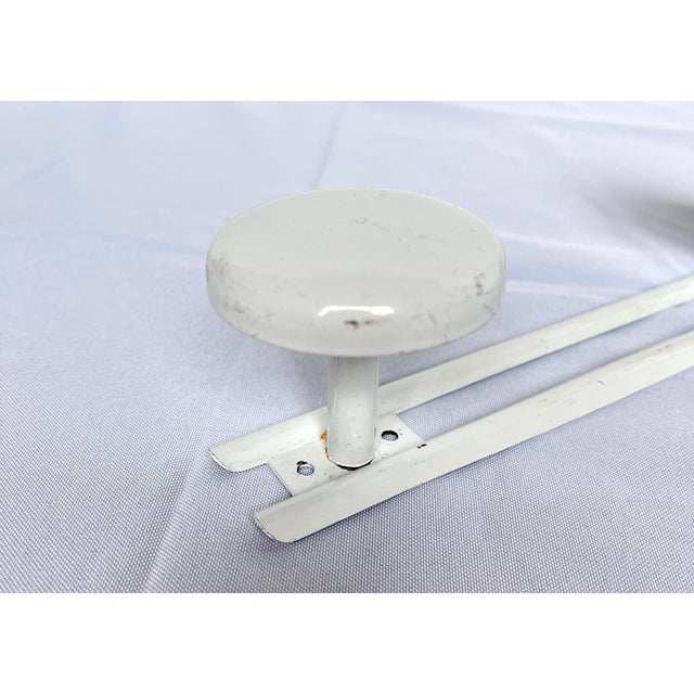 Mid 20th Century French White Enamel Four Peg Coat Rack For Sale - Image 10 of 16