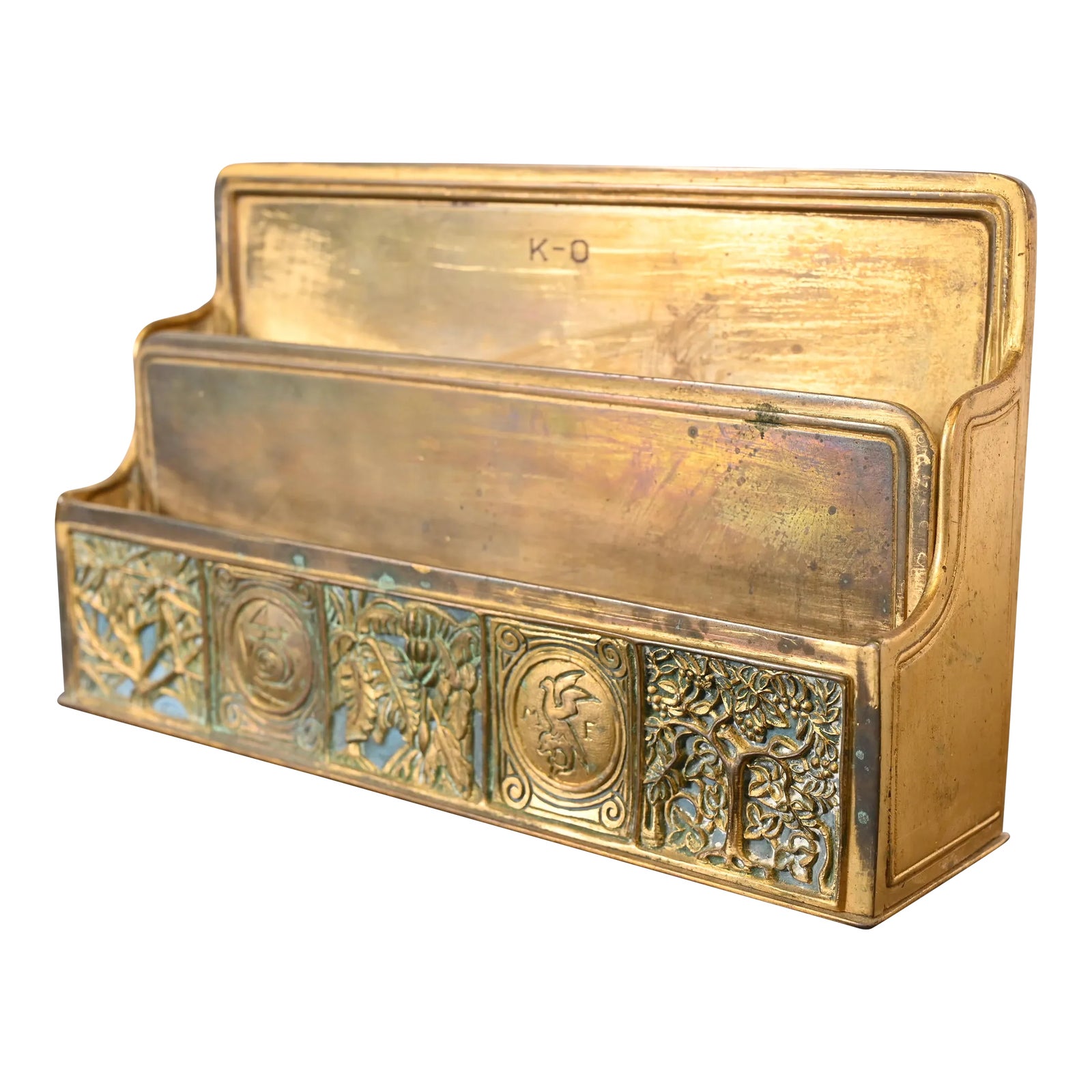 Tiffany Studios New York Bookmark Pattern Bronze Doré Letter Rack ...