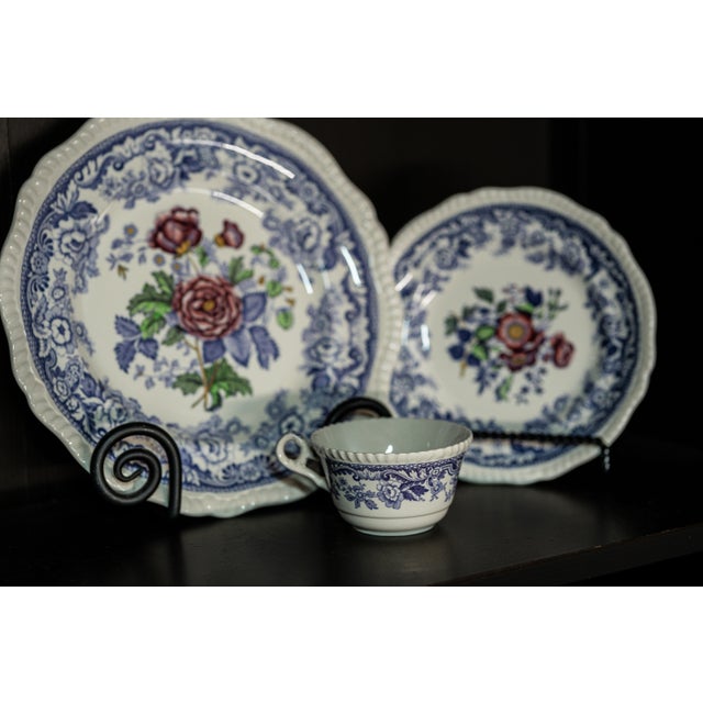 Home Inspirations is pleased to offer 2 full 5 piece dinner settings and one more 4 piece set missing teacup. Very nice...