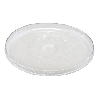 Large Mid-Century Glass Platter with Bubbles from Daum, France, 1960s For Sale
