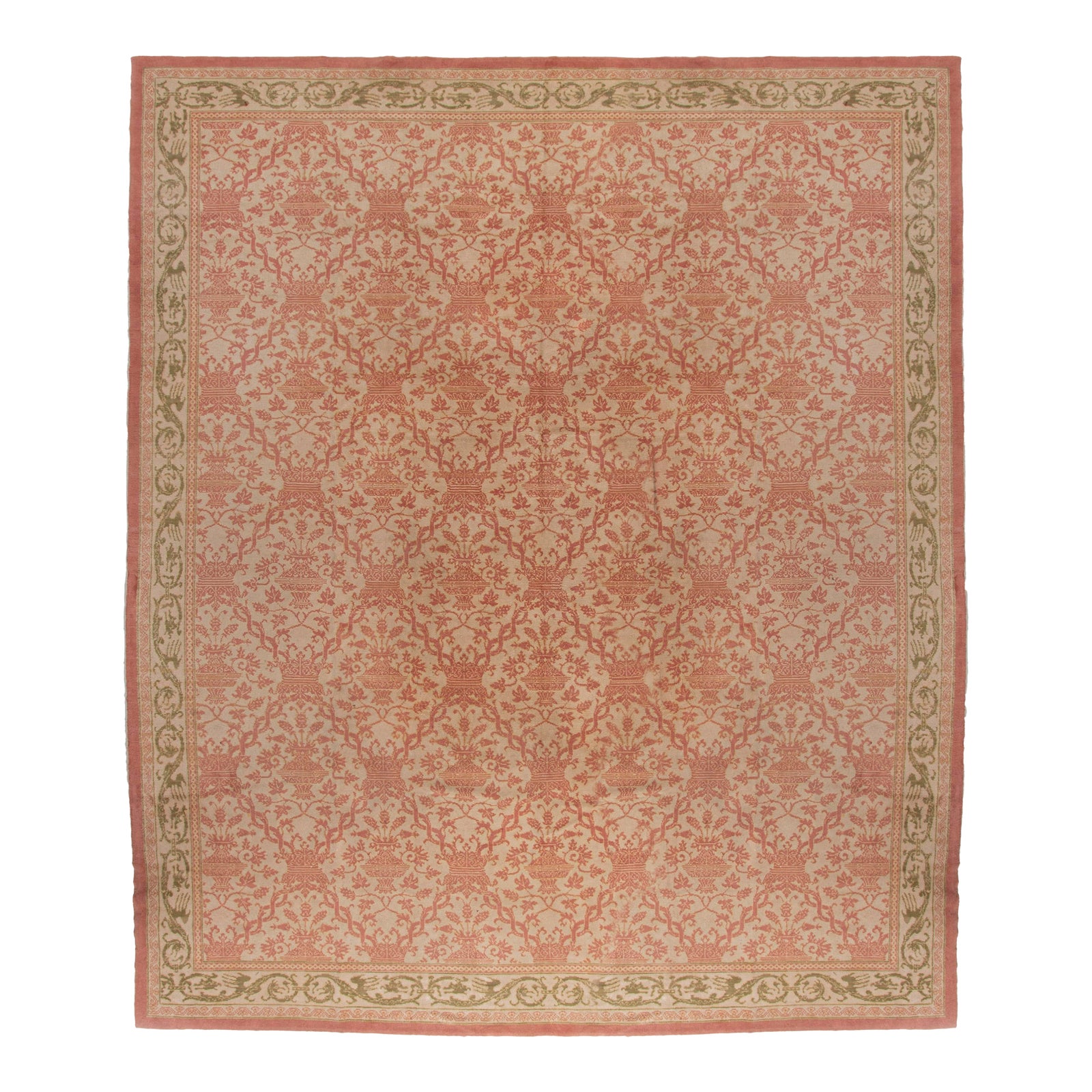 Vintage Circa 1960 Light Brick Spanish Hand Knotted Rug 12ft 5in X 14ft ...