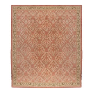 Vintage Circa 1960 Light Brick Spanish Hand Knotted Rug 12ft 5in X 14ft 2in For Sale