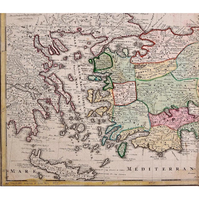 Black Sea, Turkey and Asia Minor: Hand-Colored 18th Century Homann Map For Sale - Image 4 of 5
