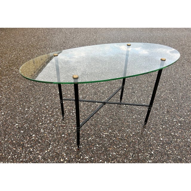 Metal Brass and Glass Coffee Table, 1950s For Sale - Image 7 of 8