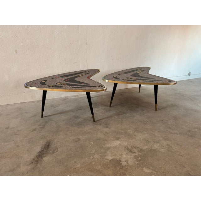 2x 1950s mosaic or kidney table in a rare shape and color! The mosaic tables are in excellent condition! Design: Berthold...