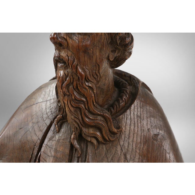 French Artist, Antique Statue of Saint Eligius, 1500s, Wood For Sale - Image 6 of 18