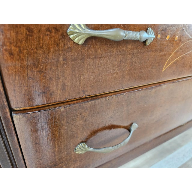 Vintage Six-Drawer Oak Chest of Drawers with Glass Top, 1960 For Sale - Image 11 of 18
