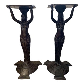 Vintage Cast Iron Tables of Female Figures, 1920s For Sale