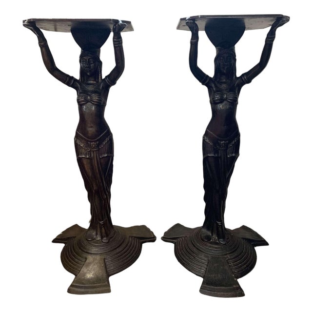 Vintage Cast Iron Tables of Female Figures, 1920s For Sale