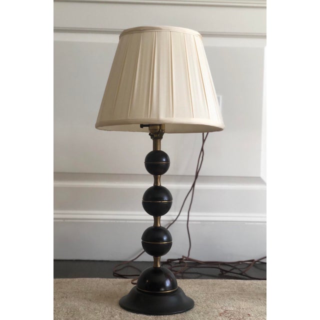 Brass and Wooden Stacked Ball Table Lamps - a Pair For Sale In Boston - Image 6 of 12