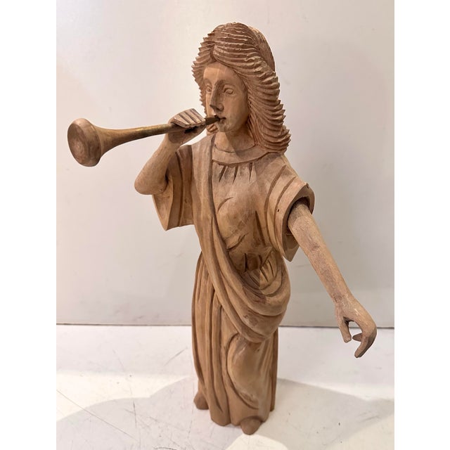Large Carved Wood Angel Sculpture For Sale In Miami - Image 6 of 10