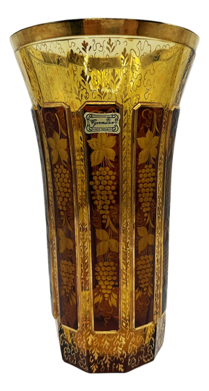 Bohemian Engraved and Gilt Crystal Vase from Egermann, 1970s