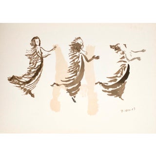 Apelles Fenosa Apeles Fenosa Spanish Sculptor Mourlot Lithograph Abstract Expressionist Figures, 1972 For Sale