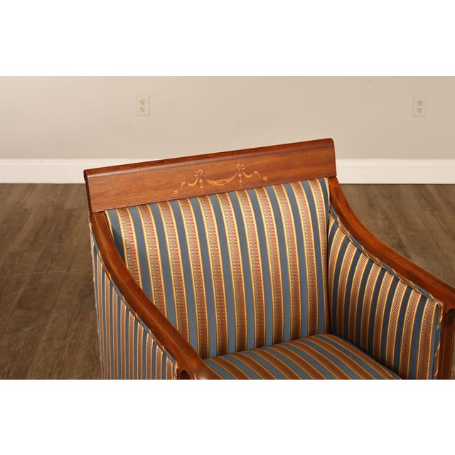 Early 20th Century Sheraton Style Vintage Inlaid Mahogany Armchair For Sale - Image 5 of 18