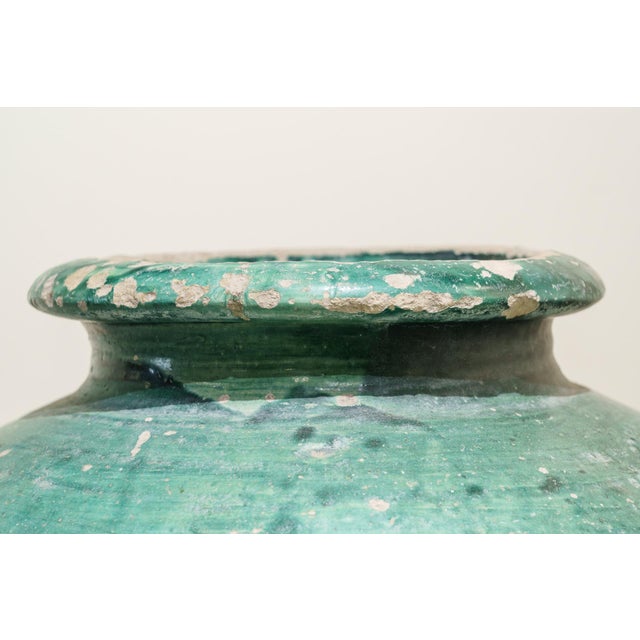 Antique Green Glazed Ceramic Amphora from Triana, Seville, 18th Century For Sale - Image 5 of 8