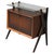 A striking example of italian mid-century design, this elegant bar cabinet combines rich dark walnut tones with sculptural...