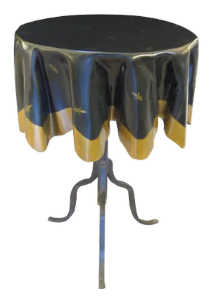 French Fiberglass 'Drapery' Table With Iron Tripod Base