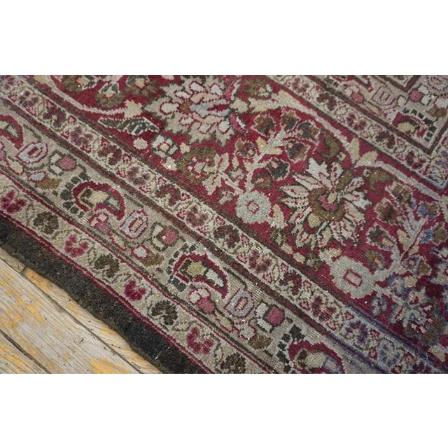 Fantastic Chocolate Brown Color and Floran Desing Antique Persian Khorassan Moud Rug For Sale - Image 12 of 15