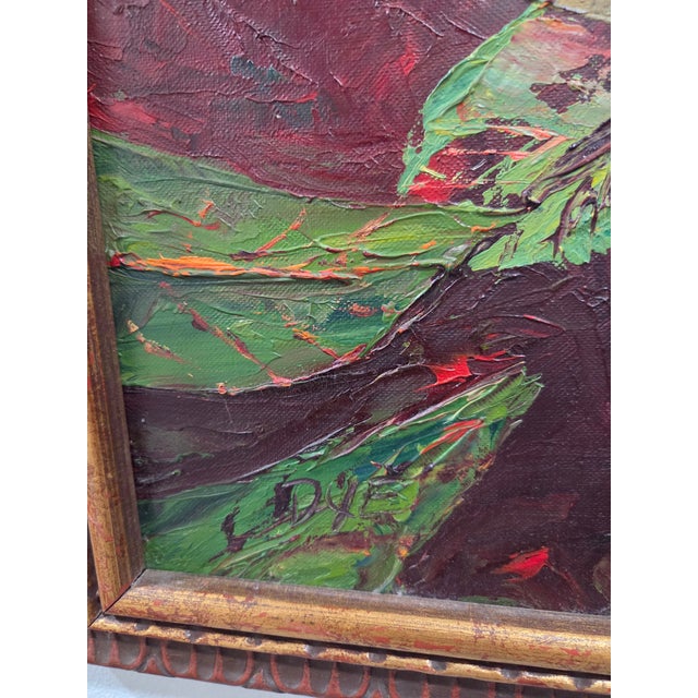1980s Framed Impressionist Floral Magnolia Still Life Oil Painting Wall Art, Burgundy For Sale - Image 5 of 8