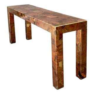 Vintage Copper and Brass Patchwork Console Table For Sale