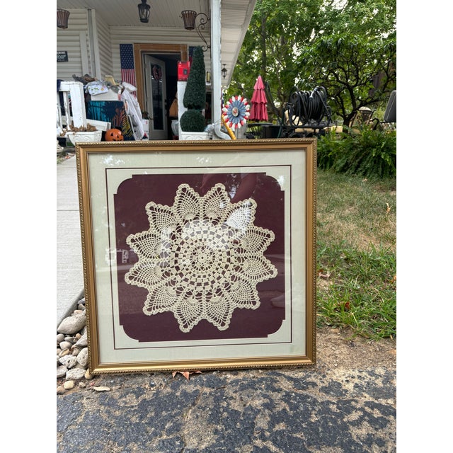 Wonderful crochet work of art! This vintage framed doily is from a local estate and was hand made by the lady who lived...