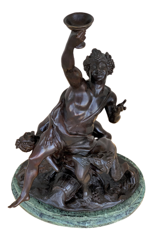 20th Cast Bronze Statue of a Cherub Angel Signed by Ferdinando De Luca, Italy