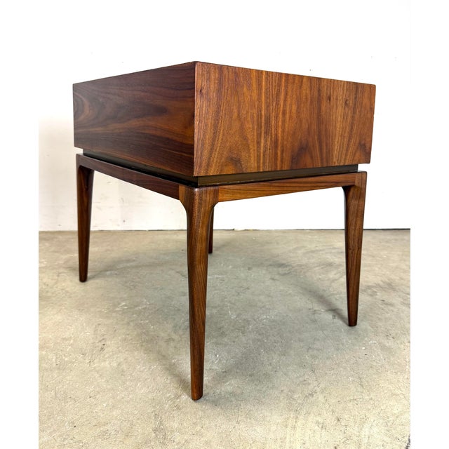 Mid Century Modern Two-Drawer Walnut Nightstands / Side Tables Restored For Sale - Image 11 of 12