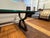 Contemporary Sculptural Trestle Wood + Glass Dining Table For Sale - Image 4 of 12