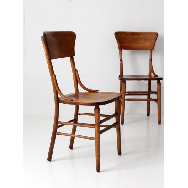 Wood Antique Crocker Bentwood Dining Chairs Set 4 For Sale - Image 7 of 16