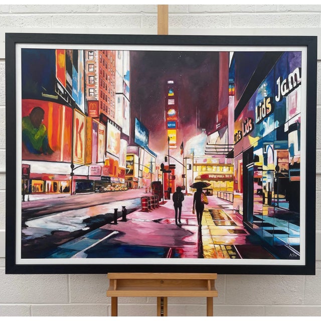 Painting of Times Square Manhattan New York City - Unique Original Art by Contemporary British Artist, 2021 For Sale - Image 6 of 13