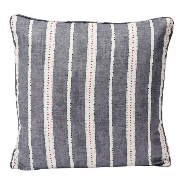 Schumacher Amour 20" Pillow in Charcoal & White For Sale
