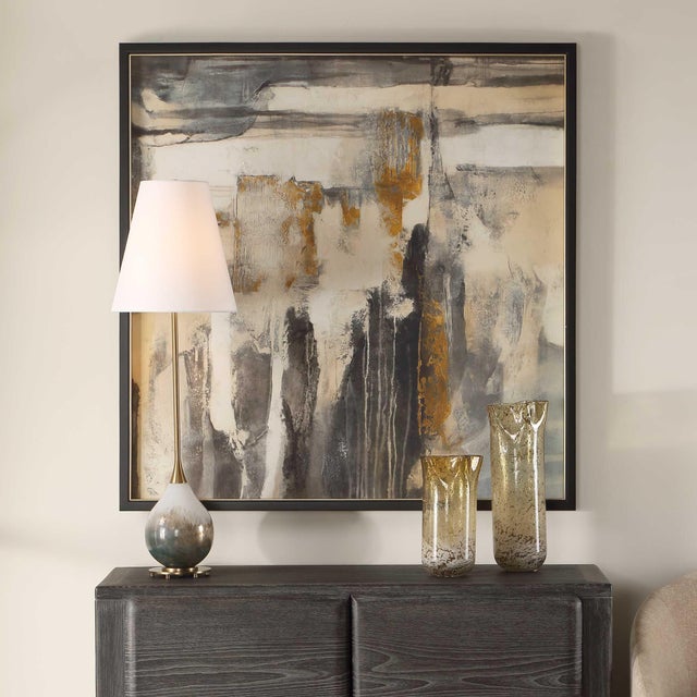 This Piece Commands Attention With Its Bold Composition And Striking Interplay Of Colors. Hints Of Warm Ochre Are...