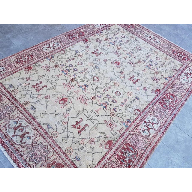 Vintage Pastel Floral Wool Rug, 1960s, in Flawless conditions. Designed 1960 to 1969