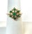 14k Gold Emerald and Diamond Floral Cluster Cocktail Ring Vintage For Sale In Tampa - Image 6 of 8