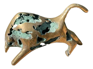 Spanish Brutalist Style Bronzed Bull Sculpture Mid Century