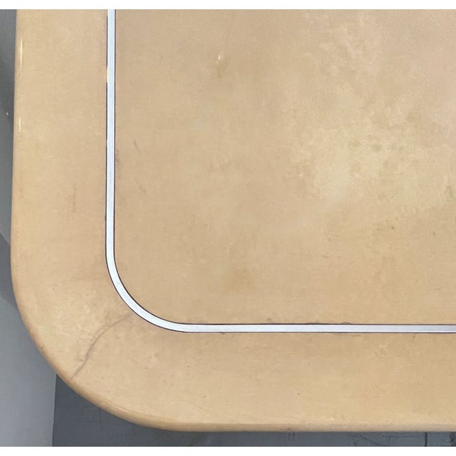 Wood Karl Springer Attr. Large Square Goatskin Dining Table For Sale - Image 7 of 12