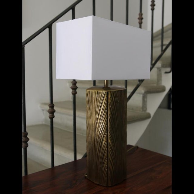 Hollywood Regency Sculptural Lamp in Bronze and Chiseled Brass, 1970s For Sale - Image 3 of 14